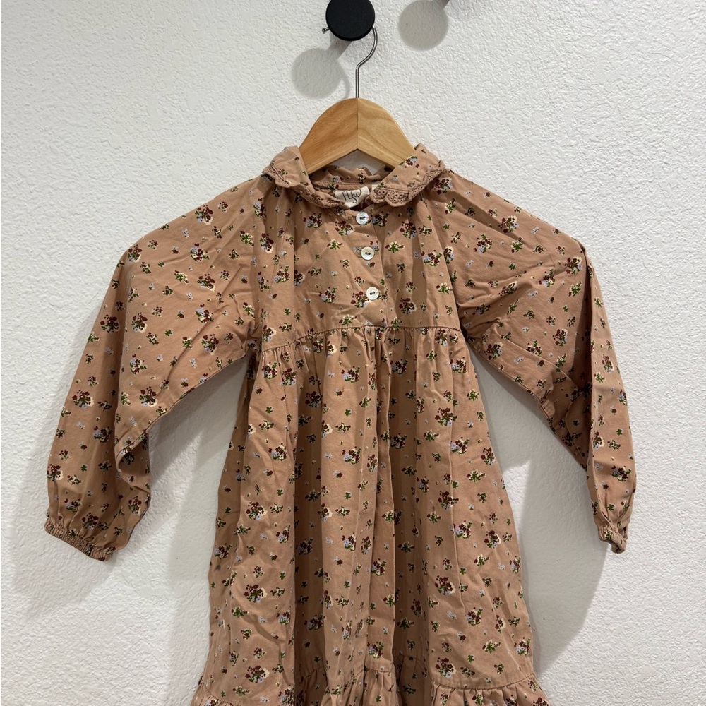 FLÖSS floral Kids Dress in Tan (2-3yrs)